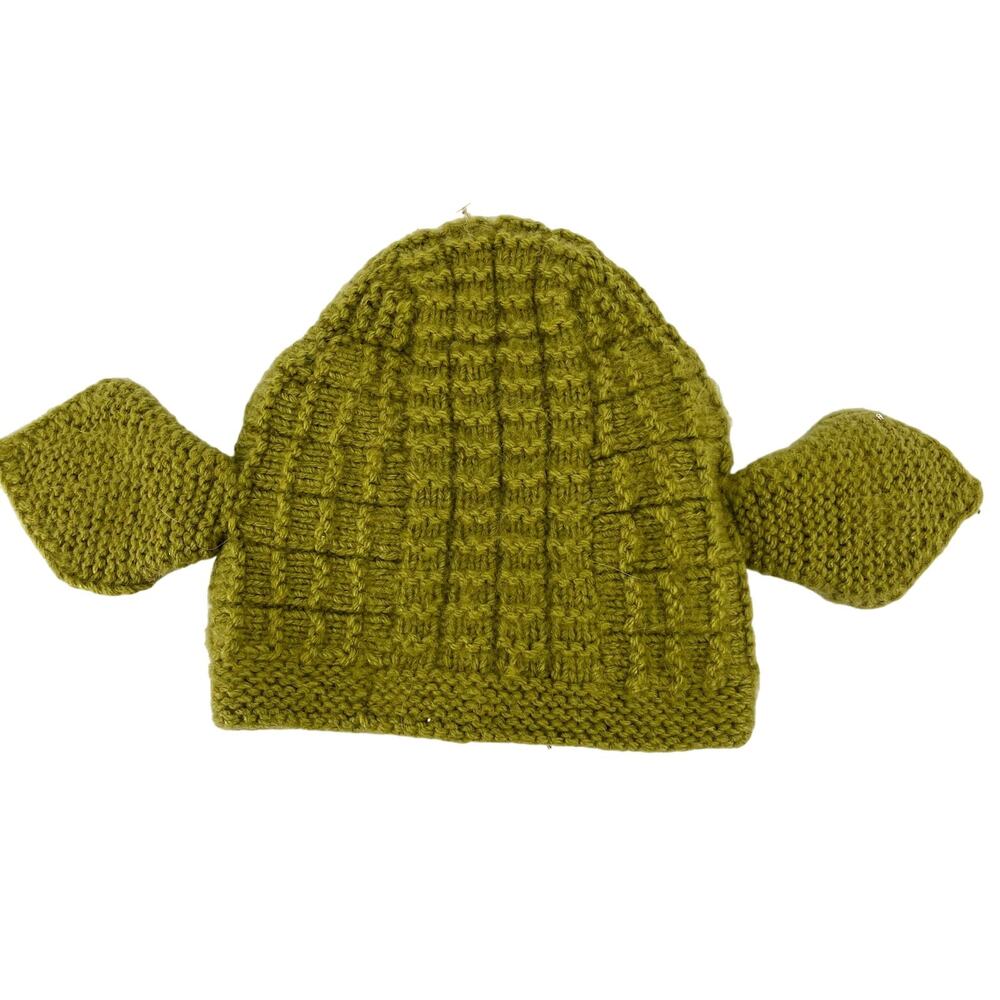 Andes Gifts Unisex Kid's Beanie Knit Hat With Ears Green‎ Shrek Yoda Alpaca Peru